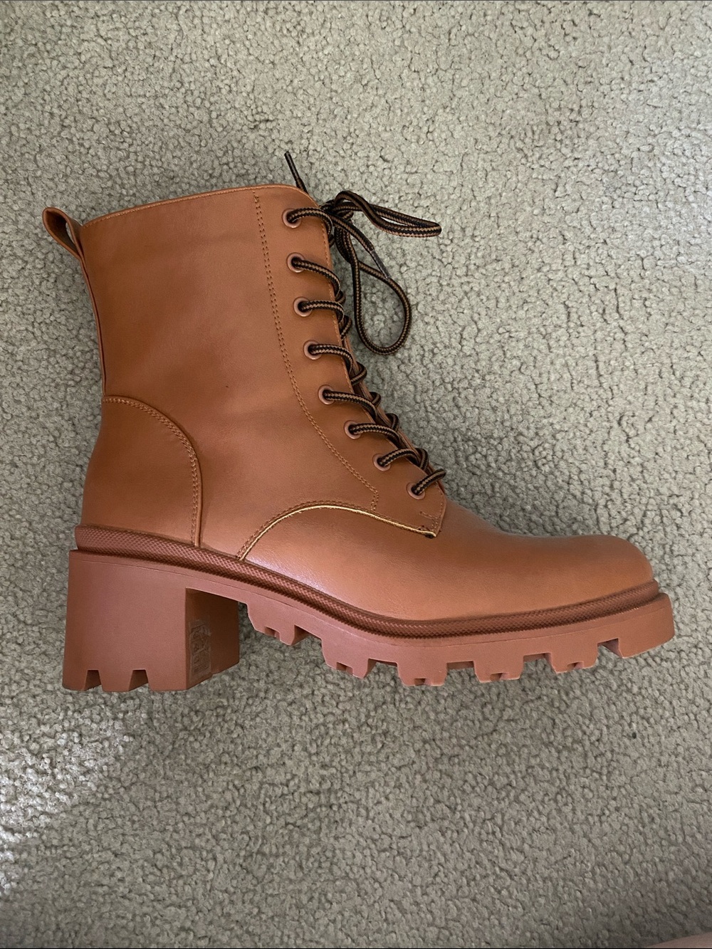 Women's Tan Lace-Up Combat Boots